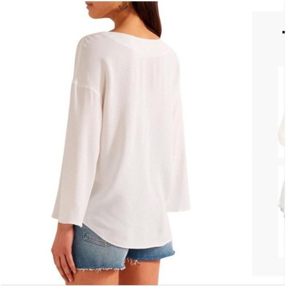 Frame White Mirrored Lace-up Crepe Blouse Size medium - Picture 2 of 7